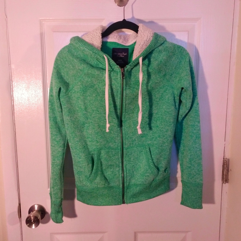 American Eagle XS Vibrant Green/Blue Zip Jacket